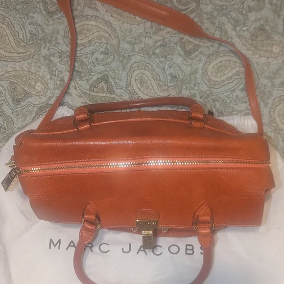 Marc Jacobs Rudi Baroque Quilted Satchel Shoulder Bag Mandarin Leather